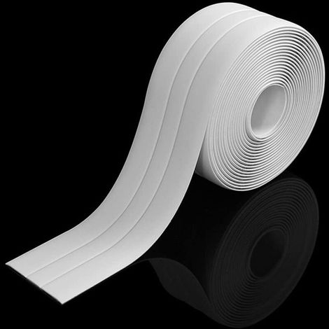 Three-panel sealing tape, white PVC tape, self-adhesive, mold-resistant, and leak-proof tape suitable for many occasions in the kitchen or bathroom (320 x 3.8 cm) (1/5)