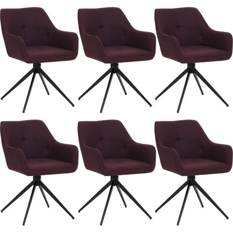 [NON UTILIZZATO] Set 6 sedie sala pranzo HHG-983, braccioli, girevoli posizionamento automatico, stoffa/tessuto (270g/m²), bordeaux