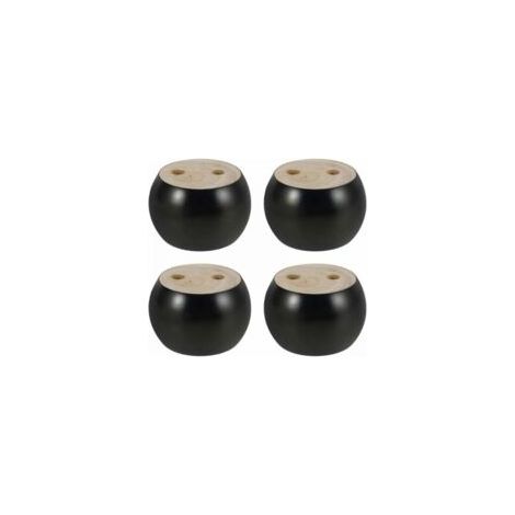 Juego de cuatro patas redondas de madera para muebles, de 5 cm de altura, aptas para sofás, camas, sillones y armarios. Incluye tornillos y cinta adhesiva negra. - Crezuo