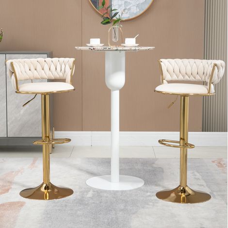 sedia girevole regolabile 54x46x78.5-97 velluto avorio OKMYHOME (1/5)