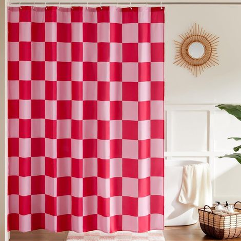 Duschvorhang, kariert, hochwertig, wasser- und schimmelresistent, retro, 180×180cm, Polyester