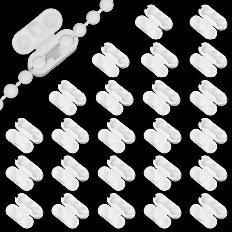 Lot de 24 Connecteurs de Chaîne pour Store – Attaches de Cordon de Rechange 4,5 mm – Compatibles Stores Vénitiens, Verticaux, Enrouleurs et Romains – Clips de Réparation en Plastique - Blanc (1/5)
