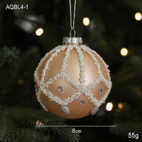 Nouvelle boule de Noël blanche en verre diamant, décoration pour sapin de Noël, pendentif, fournitures pour agencement, boule en verre champagne, boule diamant / pièce / (1/5)