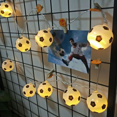 Guirlande Lumineuse Forme De Ballon De Football - 20 Led - 3 M - Alimentée Par Piles - Pour Décoration Intérieure Extérieure - 1 Pièce (1/5)