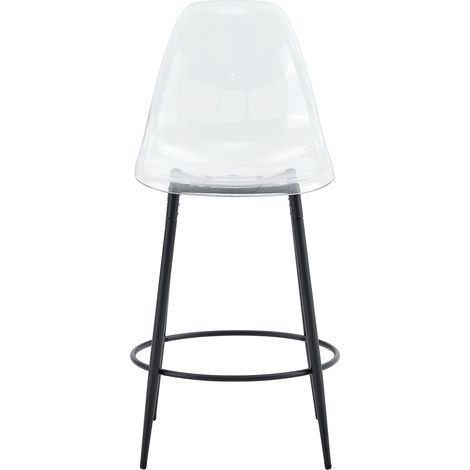 Set de bar con mesa de cristal transparente de 89 cm y 2 taburetes negros y transparentes MODENUIT (1/5)