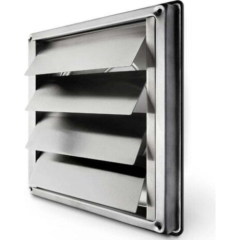 Grille de Ventilation Inox 150 mm Anti-Retour à Lamelles Mobiles Fermeture Automatique pour Hotte Résistant aux Intempéries 184x184 mm (1/4)