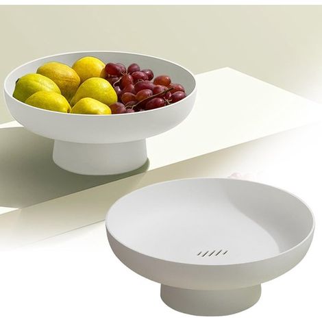 Frutero, encimera de cocina, Cesta de frutas, Soporte multifuncional para aperitivos, Bol moderno para la mesa del comedor, Blanco (1/5)