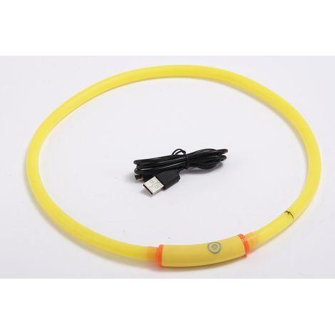 Wiederaufladbares USB-Hundehalsband mit blinkender LED und gelbem Sicherheitsgurt