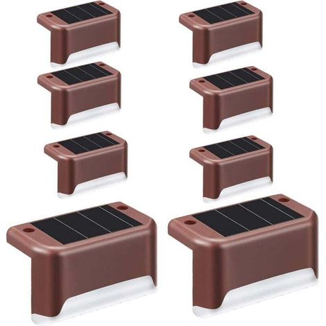 MUMU 8 Pack Waterproof Solar Lights Outdoor Patio Pathway Stair Lights (1/4)