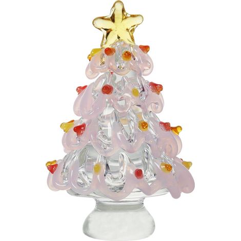 Arbre De Noël En Verre - Figurine Miniature 6 cm - Décor Festif Avec Étoile En Haut - Pour Table, Intérieur, Fêtes Et Cadeaux (1/5)