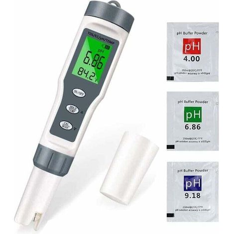 YMYNY PH-Meter-Tester, 4-in-1 Elektronischer Pool-PH-Tester, PH TDS EC & Temperaturmessgerät, Wasserqualitätstester mit LCD-Display und Ablesegenauigkeit, für Schwimmbecken, Aquarium (1/4)
