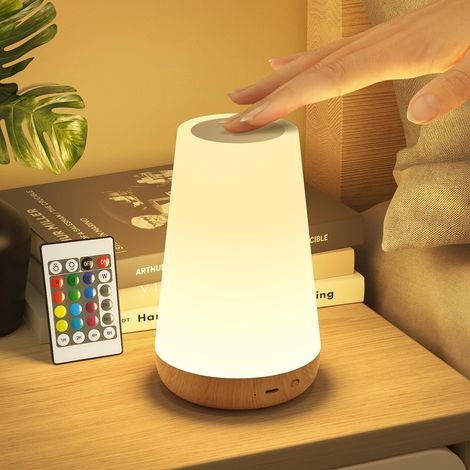 Lampada da comodino con telecomando da 1500 mAh, lampada da tavolo wireless dimmerabile ricaricabile tramite USB con 13 colori e 3 modalità, luce notturna per adulti con timer per camera da letto, sog