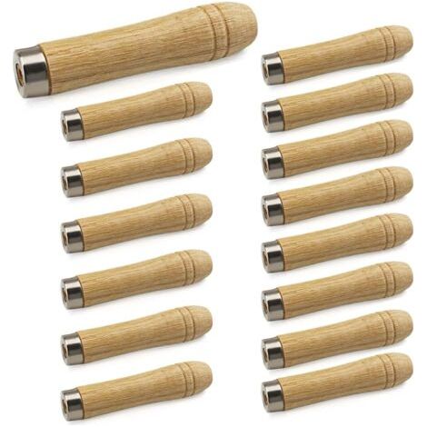 Sollbry Lot de 15 poignées de lime en bois avec col en métal solide pour menuiserie, entretien des outils, trou de 6 mm, longueur 110 mm (1/5)