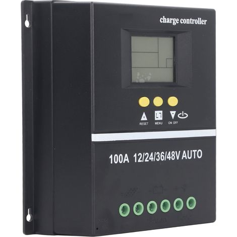 Régulateur solaire MPPT 100A avec ports USB double écran LCD rétroéclairé pour panneau photovoltaïque 12V 24V 36V 48V auto (1/5)