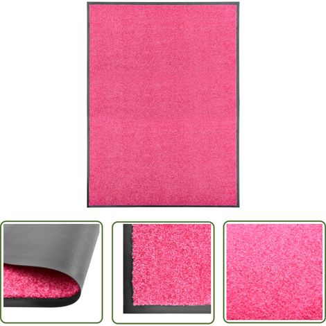 The Living Store Fußmatte Waschbar Rosa 90x120 cm - Innenfußmatte - Außentürmatte - Anti-Rutschmatte - Waschebene Fußmatte - Polyester Fußmatte (1/5)