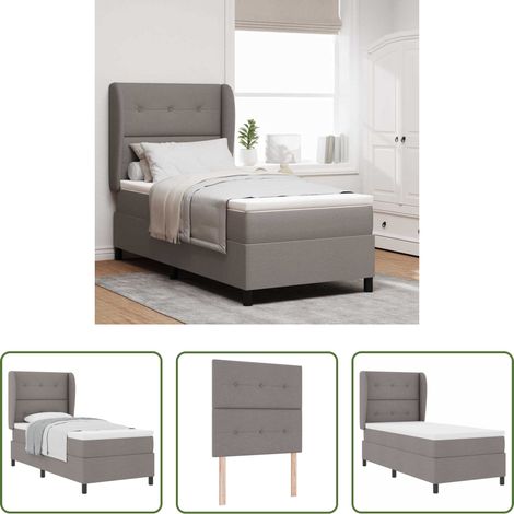 Matelas - Lit à ressorts avec matelas Taupe 80 x 200 cm tissu (1/5)