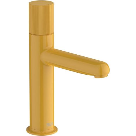 Roca – Mitigeur de lavabo monomando A5A3B3FP10 – Finition métal jaune miel – Cold start – Manette Stripes – Dimensions 16x6x25,5 cm (1/2)