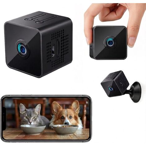 Mini caméra espion WiFi 1080P - Discrète - Détection mouvement, vision nocturne - Bébé, maison, bureau, auto - Noir - Velunor (1/5)
