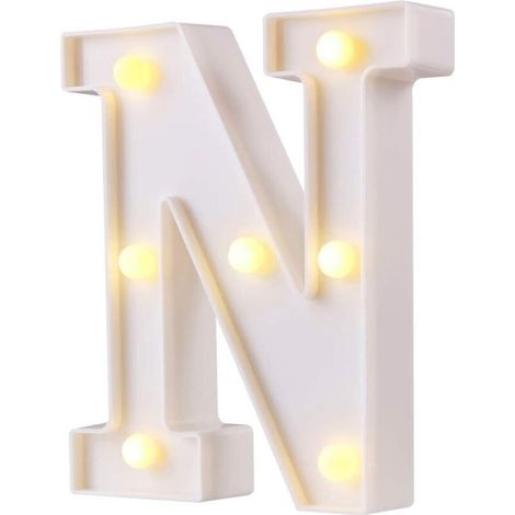 LED Chapiteau Lettre Lumières 26 Alphabet Lettres Lumineuses Signes Parfait pour la Décoration De Bar De Fête De Mariage (Blanc N)-Fei Yu (1/5)