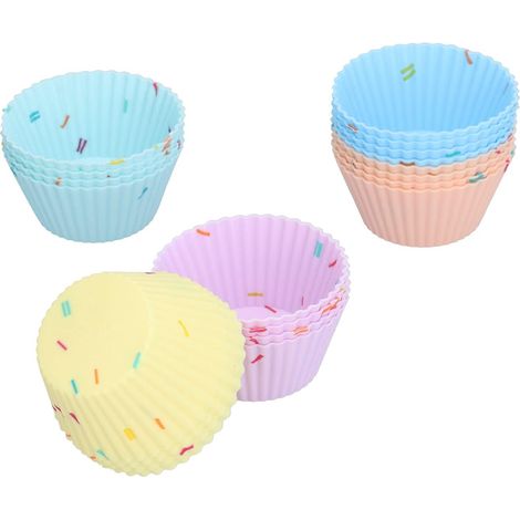 Moule en Silicone pour Pudding, 20 Pièces, Tasse à Gâteau, Moules à Cupcake à Gelée Blanche pour Petits Moules à Muffin, Moules à Cupcake (costume rond),Parent,Costume Rond (1/5)