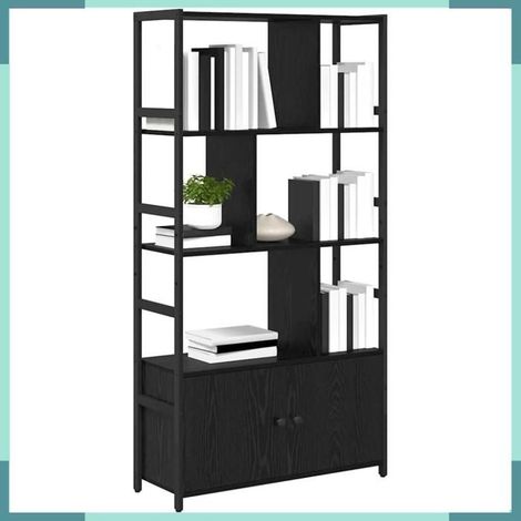 Étagère - 868437 - Chêne noir - Bois d'ingénierie - 2 portes (80 x 30 x 155,5 cm) (1/5)