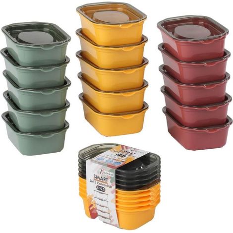Set 5 Pezzi Frigobox Smart Maia Rettangolare 0.2 Litri 3 Colori (1/2)