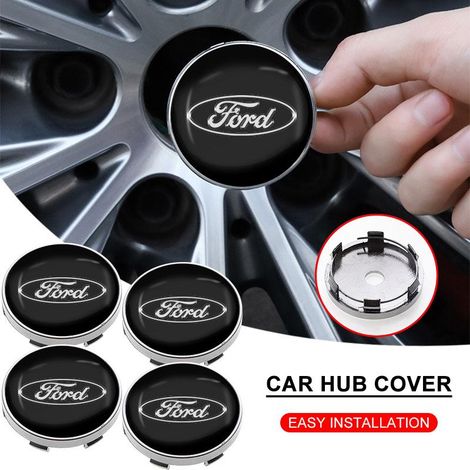 Lot de 4 cache-moyeux centraux de 60 mm pour Ford, argent