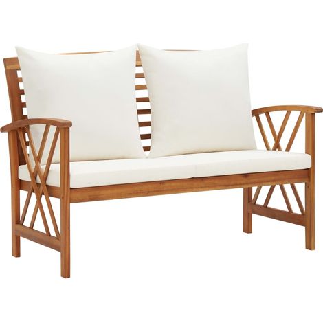 Gartenbank mit Kissen 119 cm Massivholz Akazie