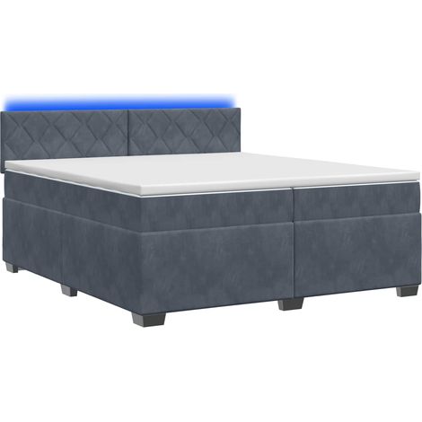 Letto con Box Spring, Materasso e LED Grigio Scuro 200 x 200 cm vidaXL (1/5)