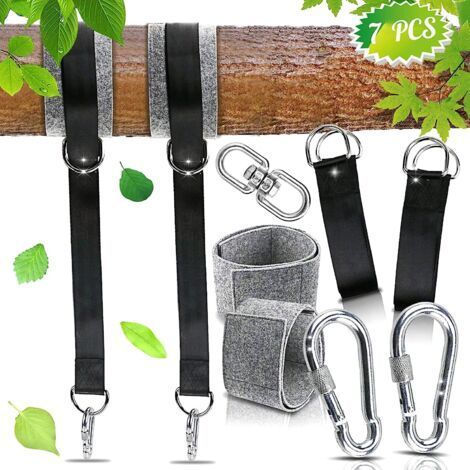 Sangle Hamac,Sangle Suspension, Sangles de Suspension de Haute Qualité pour pour Hamac et Balancoire de Jardin,Charge Max 800 kg(Noir) (1/4)