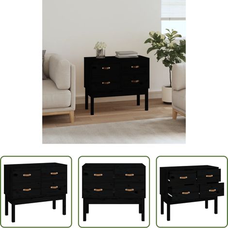 Armoire de rangement - Armoire console Noir 90x40x78 cm Bois de pin solide (1/5)