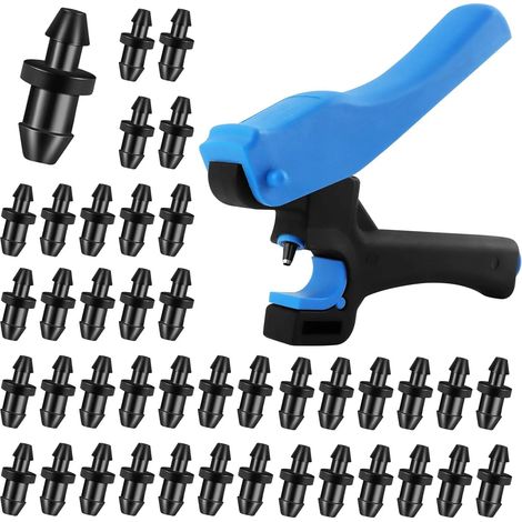 Kit de perçage pour système d'irrigation goutte à goutte avec 50 bouchons, presse manuelle pour tuyau de 6,35 mm (1/4 pouce) et 4/7 mm (1/4 pouce), système d'irrigation de jardin (1/5)