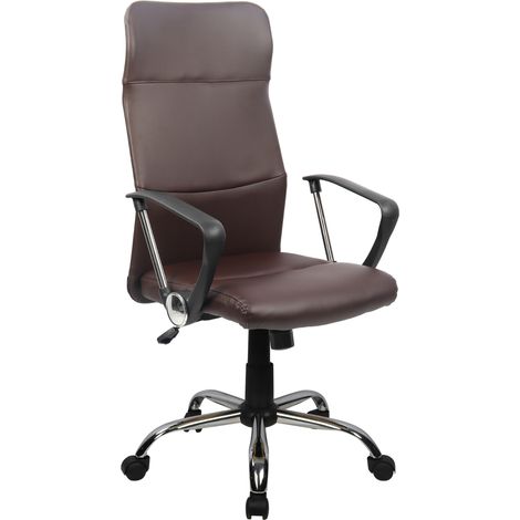 Svita – Chaise de bureau ergonomique marron – Dossier haut réglable – Accoudoirs intégrés – Mécanisme basculant – Base en acier chromé (1/5)
