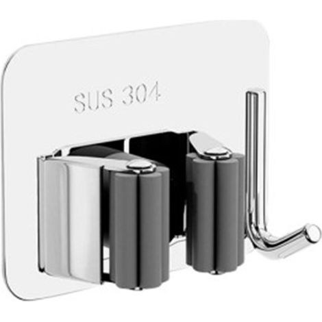 Cuelga Escoba Adhesivo Acero Inox Lauxa Home 8x6cm  Resistente 5kg