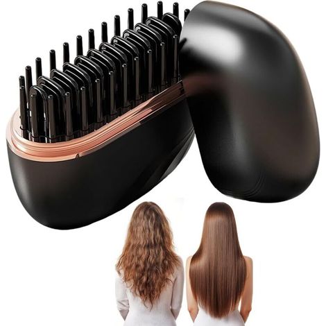 Mini Fer à Lisser 2 En 1. Mini Fer à Lisser Sans Fil. Brosse à Lisser Portable Rechargeable. Peigne Chaud à Chauffage Rapide. 3 Niveaux De Réglage De La Température Pour Cheveux Et Barbe (1/5)