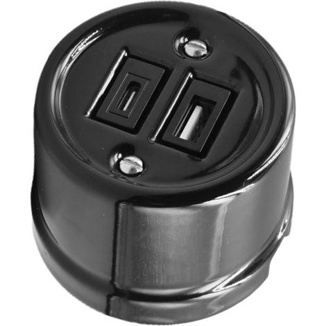 Prise USB en saillie, porcelaine noire, type A + type C, 10 A