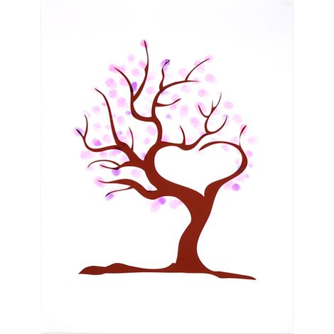 Arbre des invités personnalisé pour mariage - Toile à empreintes avec encre souvenir (Tronc rouge) (1/5)