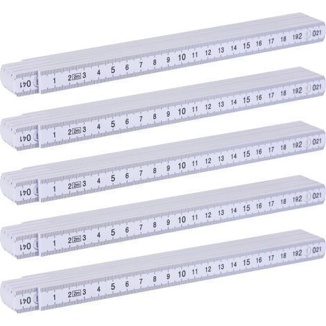 Mini-Klapplineal 2 m, 5-teilig, aus Kunststoff, doppelseitig, tragbar, für Schreiner, Baustellen und Heimwerkerprojekte (1/5)