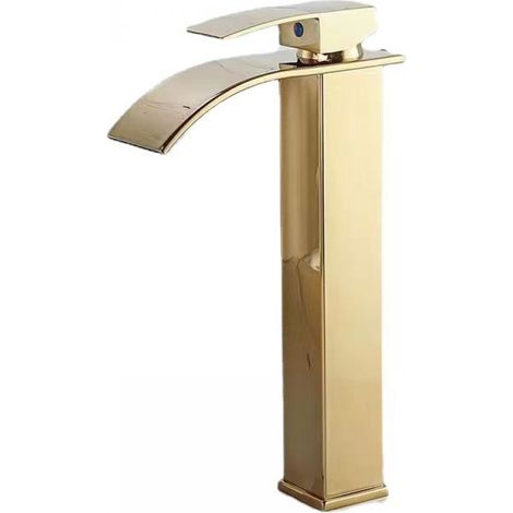 Robinet cascade en laque rehaussée dorée, évier de comptoir chaud et froid, armoire de salle de bains, robinet monotrou, robinet de lavabo cascade (1/3)