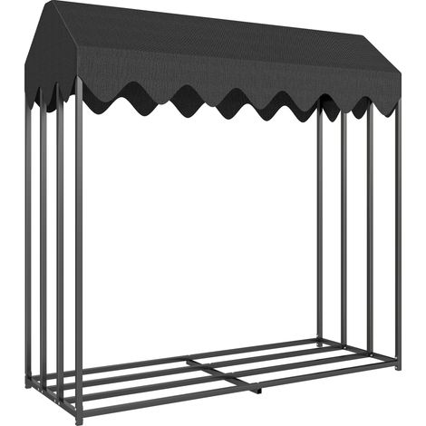 Range bûches extérieur, étagère à bois avec housse imperméable 600D Oxford, capacité 1,9 m³, acier noir 186x70x185 cm (1/5)