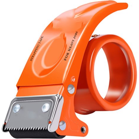 Coupe-ruban adhésif d'emballage 6,0 cm, outil de scellage et de coupe, orange pour le transport. (1/5)