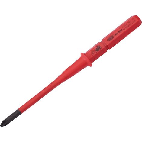 Draper Slim Ergo Plus VDE Interchangeable Blade Precision Electric Screwdriver with Extra Slim PZ/SL Tips, Red and Blue, 80mm (1/3)