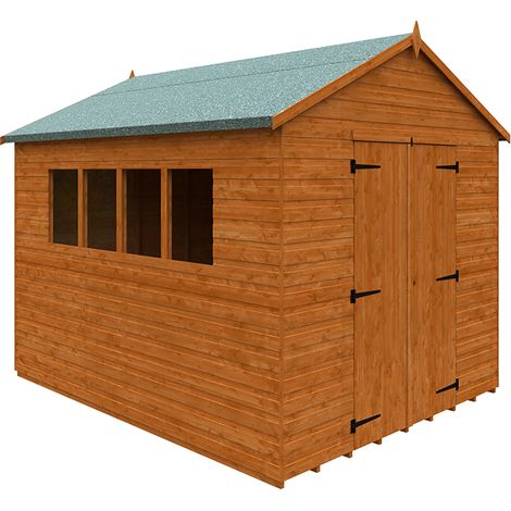 10 x 8 Feet Workshop 12mm Shed - Solid Wood/Softwood/Pine - L295 x W235 x H254.5 cm - Burnt Orange