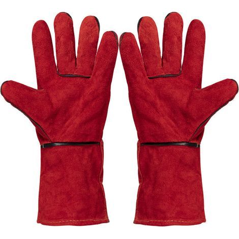 (rouge)Gant cuir de bovin pour soudure - Taille unique - L.33 cm (1/5)