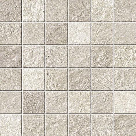Mosaïque effet Pierre Quartzite Gris Crème 4,8x4,8 cm Quadra 30x30x0,9 cm Mat Teravio - Sol et mur intérieur (vendu par carton de 0,9 m²) - RO'MA CARRELAGE