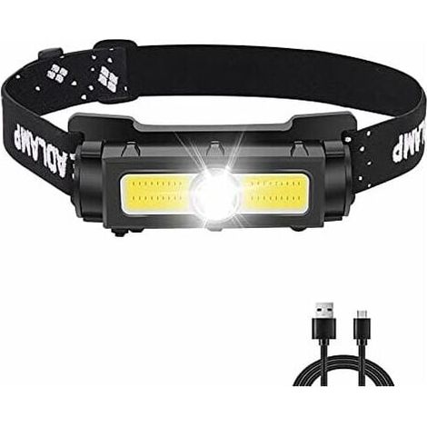 Lampe frontale puissante de 500 lumens, lampe frontale LED rechargeable avec lumière blanche et rouge et aimant amovible, lampe frontale à 7 modes pour la course, le camping, la pêche, (1/4)