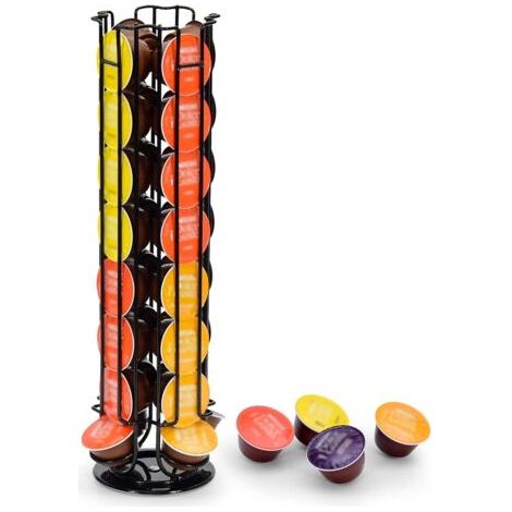 Porte-capsules de café pour 32 capsules Dolce Gusto, support de rangement pour capsules de café, rotatif, noir (1/5)