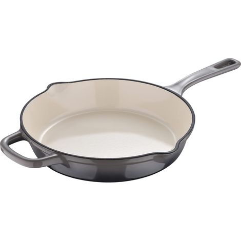 Poêle en Fonte de 24,5 cm Gris Fabriquée avec des Matériaux recyclés Manche ergonomique Batterie de Cuisine Pour tous types de cuisinières (1/5)