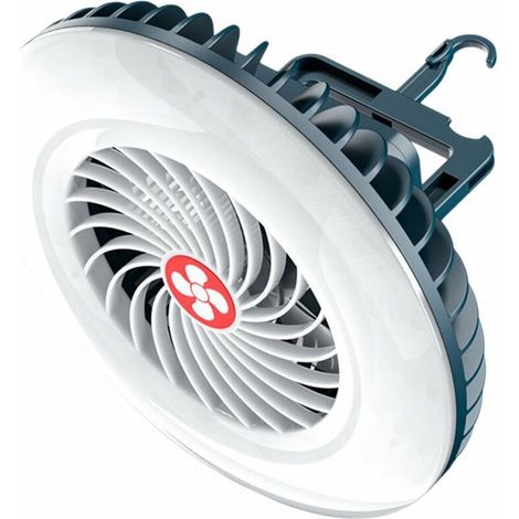 Ventilateur Avec Lampe LED - Batterie Rechargeable Intégrée - Indicateur De Niveau De Charge - Pour Camping Tente Bureau Extérieur - 1 Pièce (1/5)