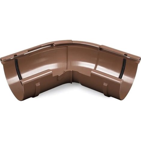 Dachrinne Außenecke, verstellbar 120°-145°, braun, System 75, PVC (1/5)